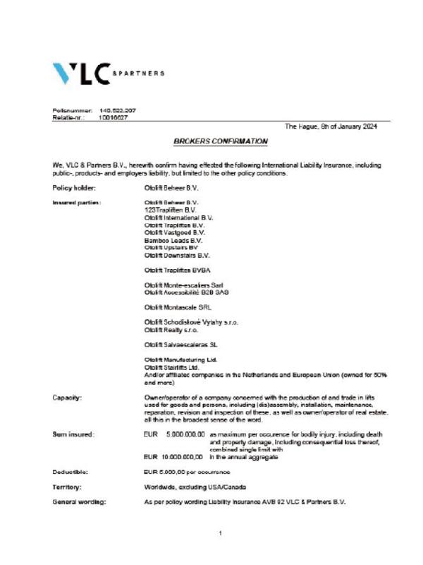 原廠產品責任險證明書